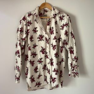 LL Bean women’s unisex flannel rose 🌹 shirt button up down